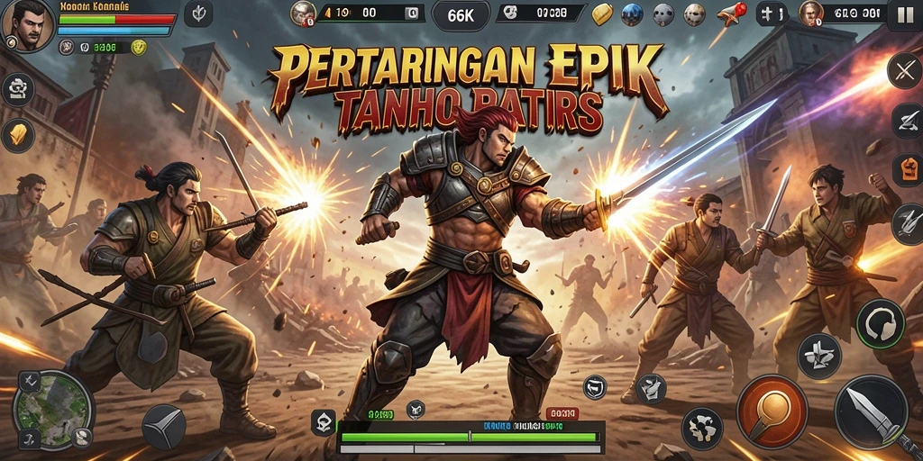 Gameplay seru dalam 66K dengan pertarungan karakter yang menegangkan.