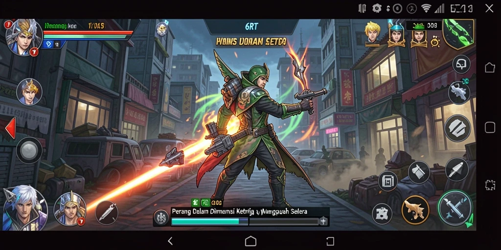 Tangkapan layar gameplay 6RT dengan aksi tembak-menembak yang intens.