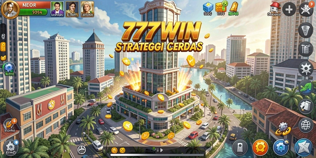 Screenshot gameplay 777WIN menampilkan serangan menara yang spektakuler.