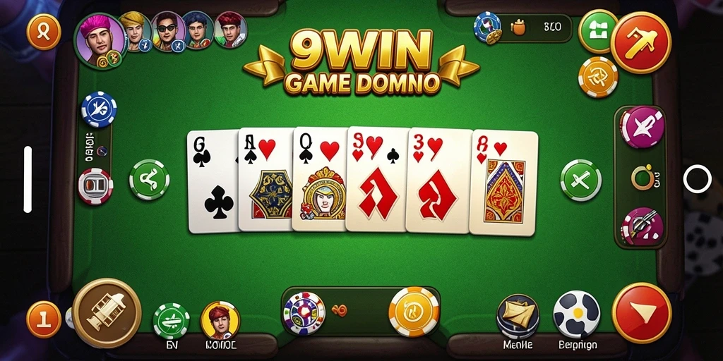 Screenshot utama 9WIN yang menunjukkan permainan Domino yang seru.