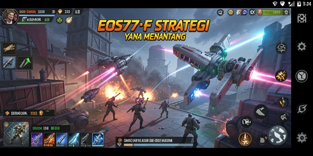 Tampilan gameplay menarik dari EOS77 yang menampilkan pertempuran strategis.