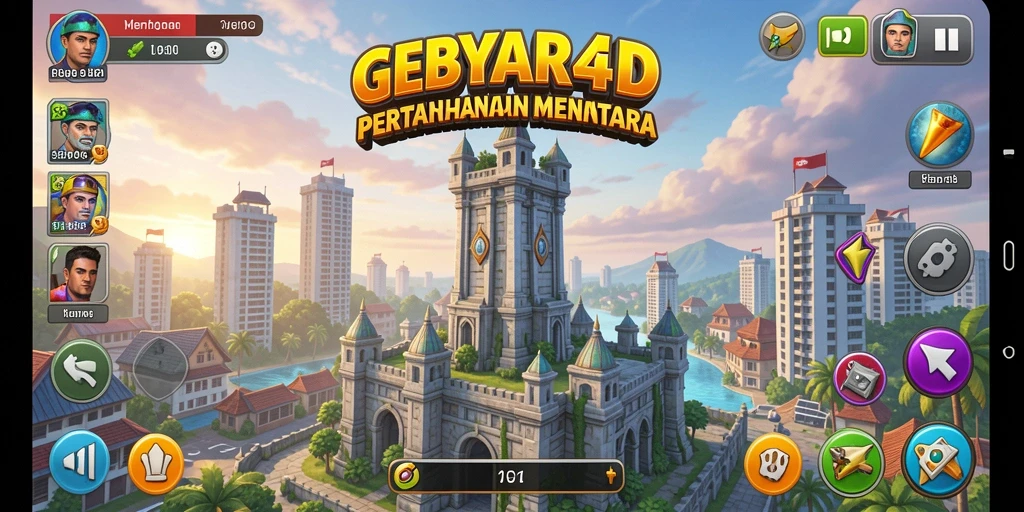 Tangkapan layar dari gameplay GEBYAR4D yang menunjukkan strategi Tower Defense.
