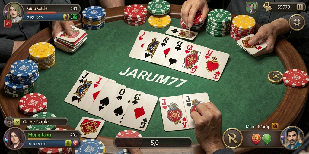 Tampilan gameplay Gaple yang mengasyikkan dan interaktif di JARUM77.