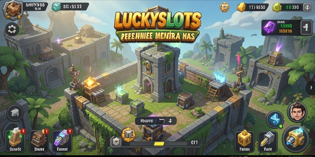 Tampilan gameplay LUCKYSLOTS yang mendebarkan dalam pertahanan menara.