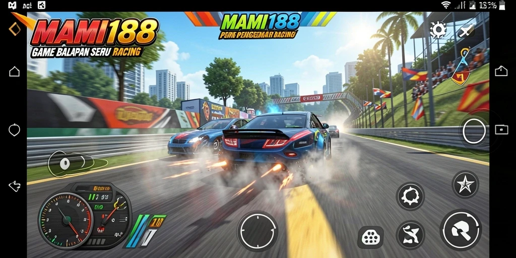 Gameplay mendebarkan dalam MAMI188 saat balapan seru.