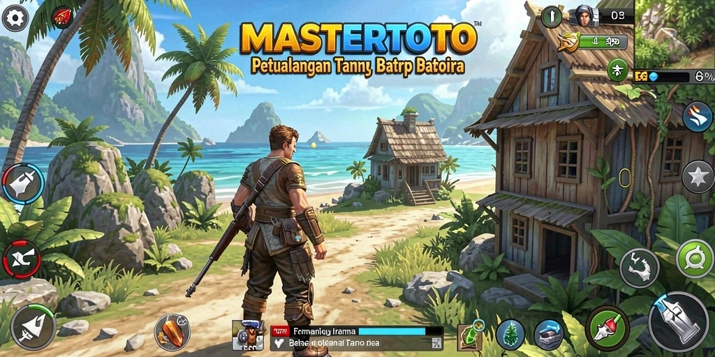 Screenshot menampilkan gameplay MASTERTOTO di dunia terbuka yang luas.