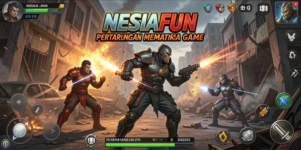 Tampilan screenshot NESIAFUN menampilkan pertarungan seru antar karakter.