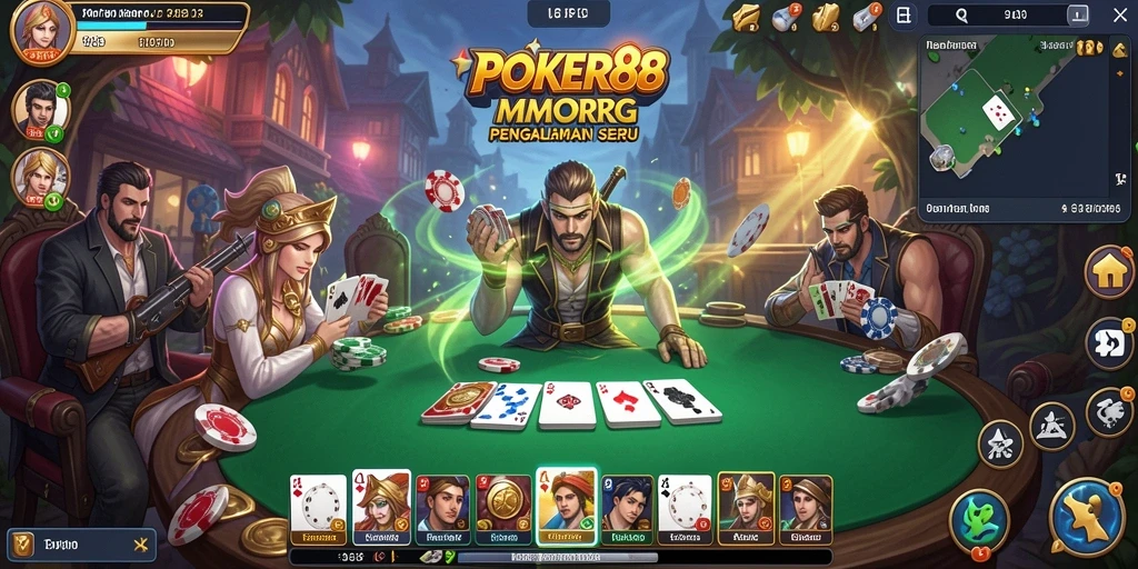 Screenshot POKER88 menampilkan pertempuran seru dalam dunia MMORPG.