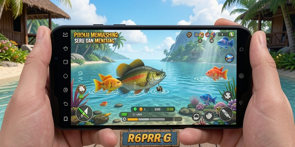 Gameplay R6R6 yang seru saat memancing ikan di laut.