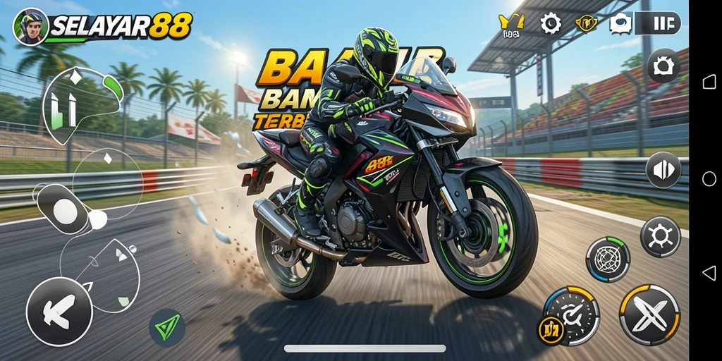 Gameplay seru di jalur balap motor.