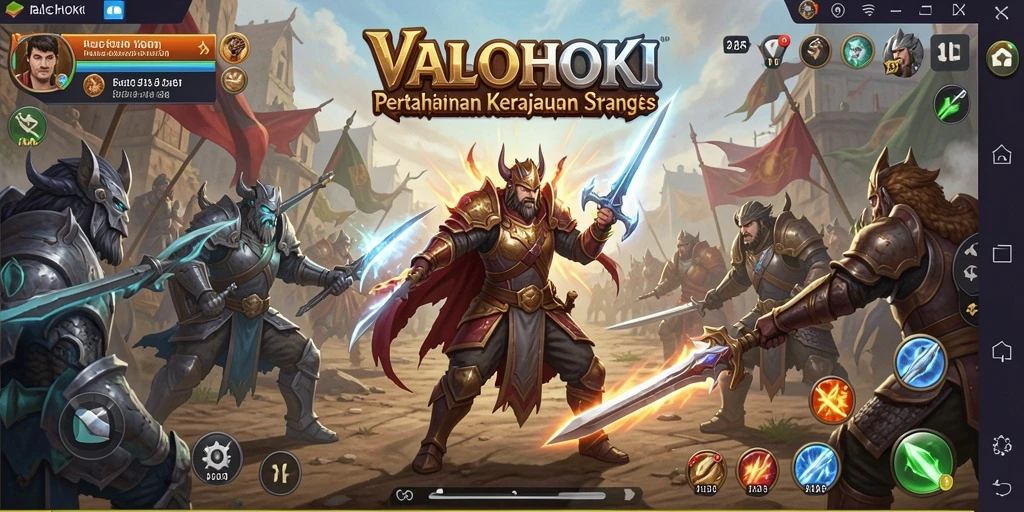 Tampilan gameplay menawan dari VALOHOKI dengan menara pertahanan dan serangan musuh.