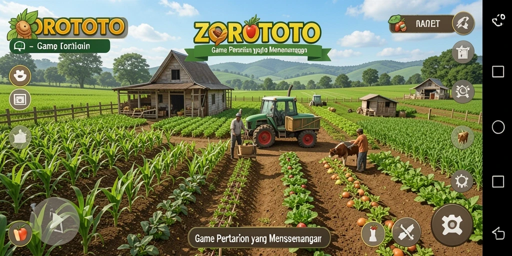 Tampilan screenshot ZOROTOTO menunjukkan aktivitas pertanian yang seru.